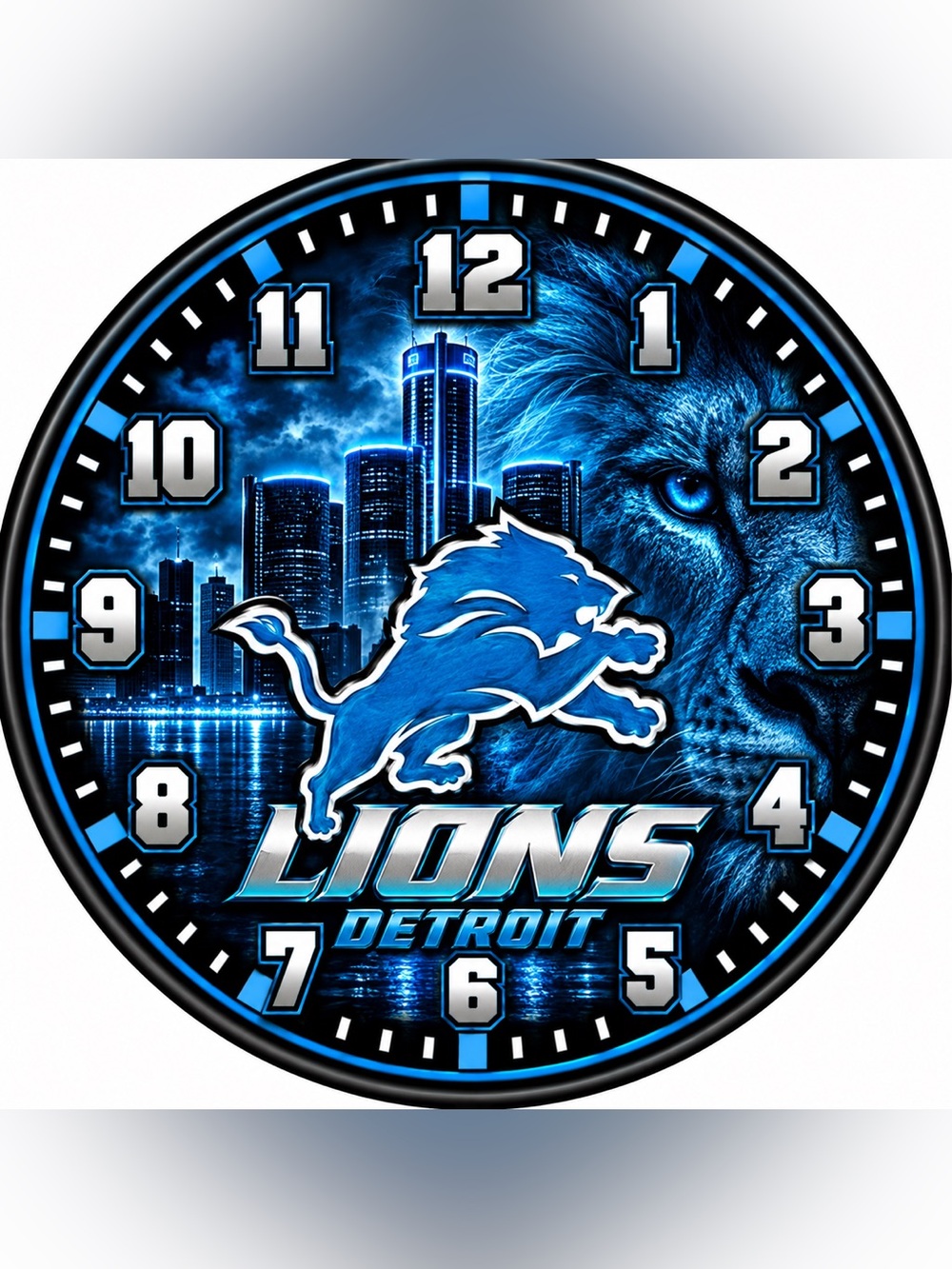 Detroit Lions Blue Wall Clock - Home Wall Decor
